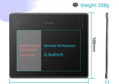HUION HS64 Graphics Drawing Tablet size
