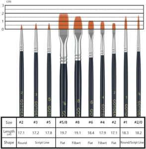 GOTIDEAL Acrylic Paint Brush Set sizes