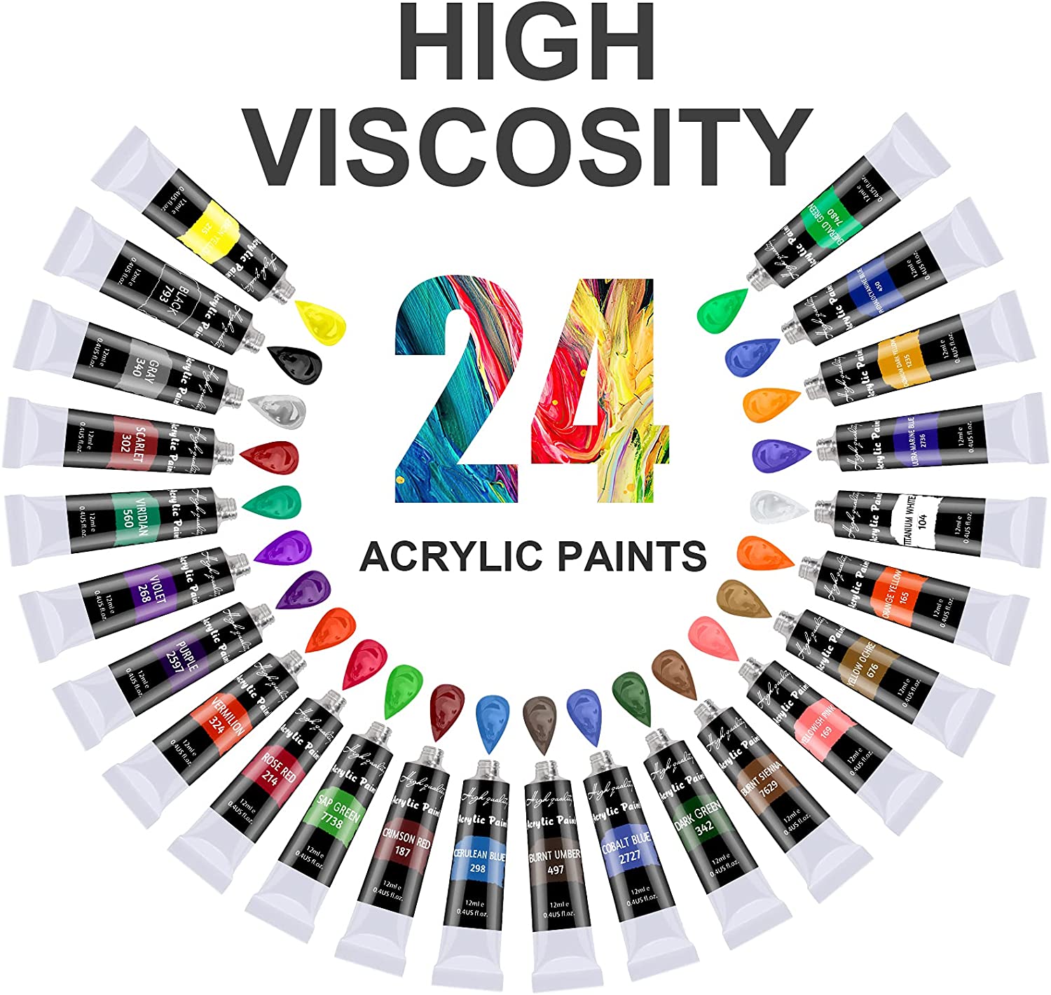 WOOANY 33 Pcs Acrylic Paint Set colors