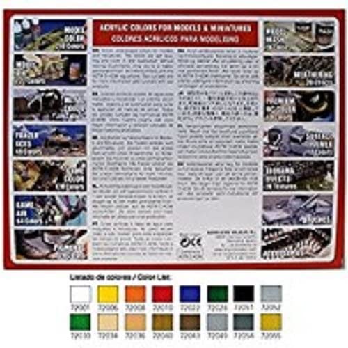 Acylicos Vallejo 72299 Acrylic 16 Colors for Fantasy Figures back of box
