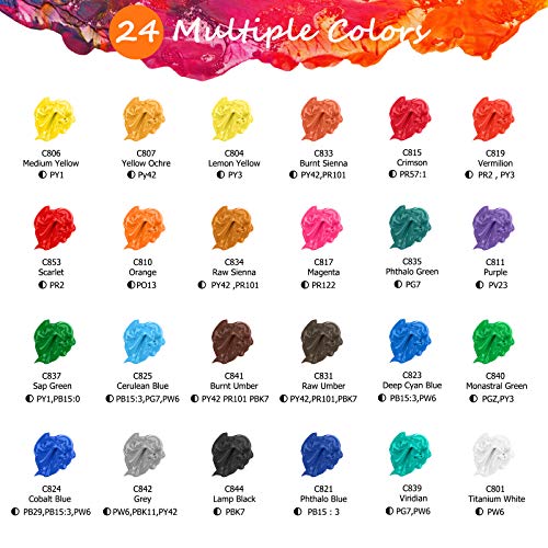 Caliart Acrylic Paint Set with 12 Brushes colors