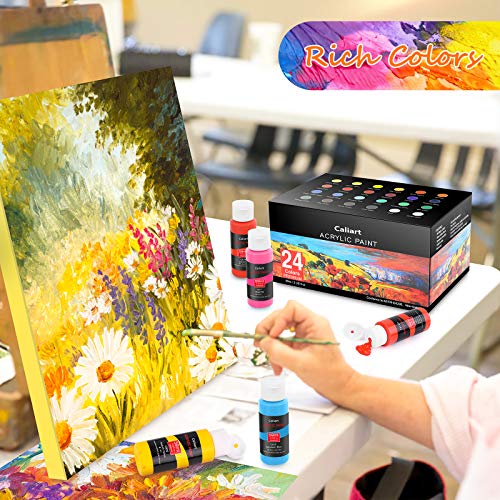 Caliart Acrylic Paint Set with 12 Brushes in action