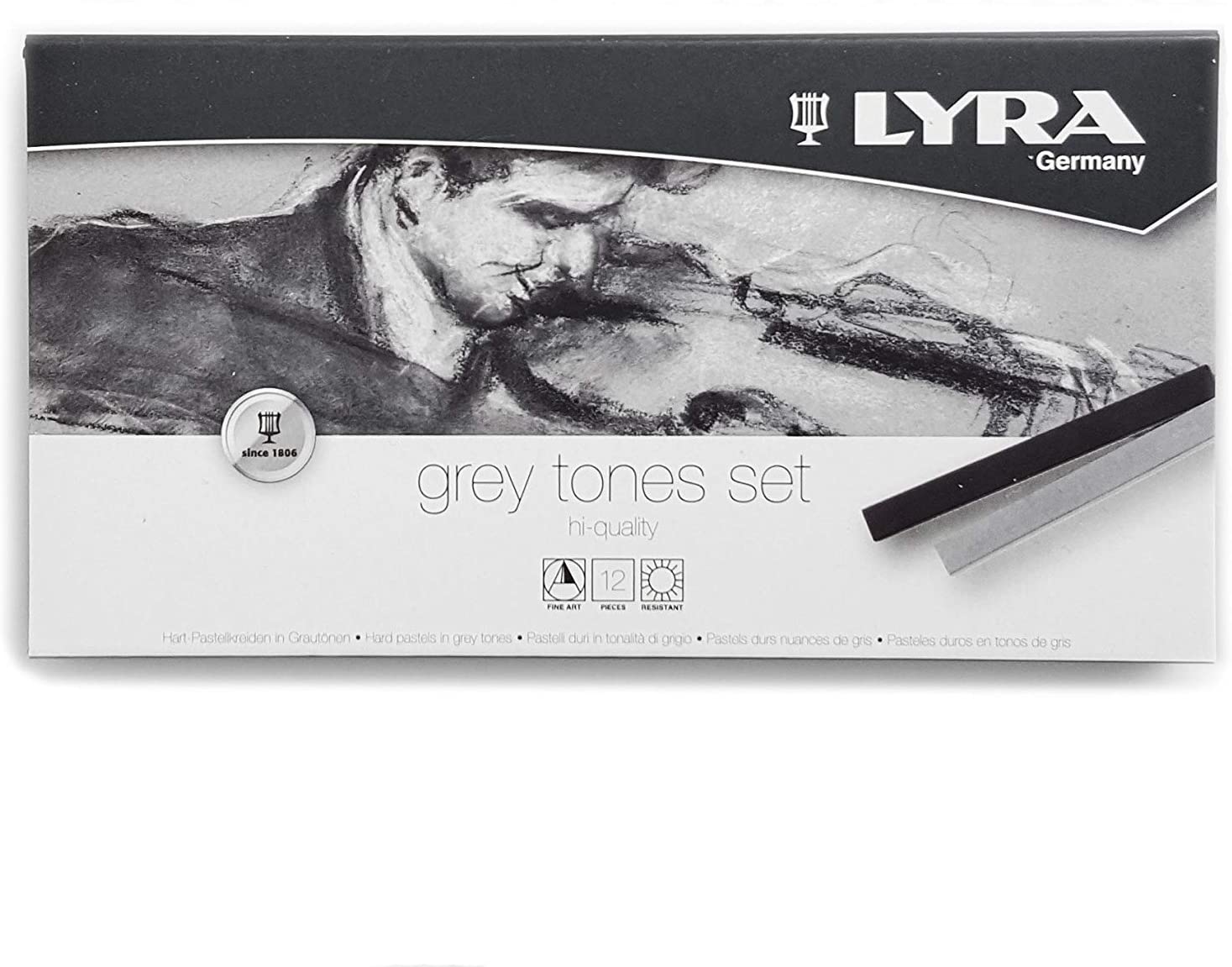 Lyra Grey Tones Set of 12 Fine Art Hard Pastels box photo