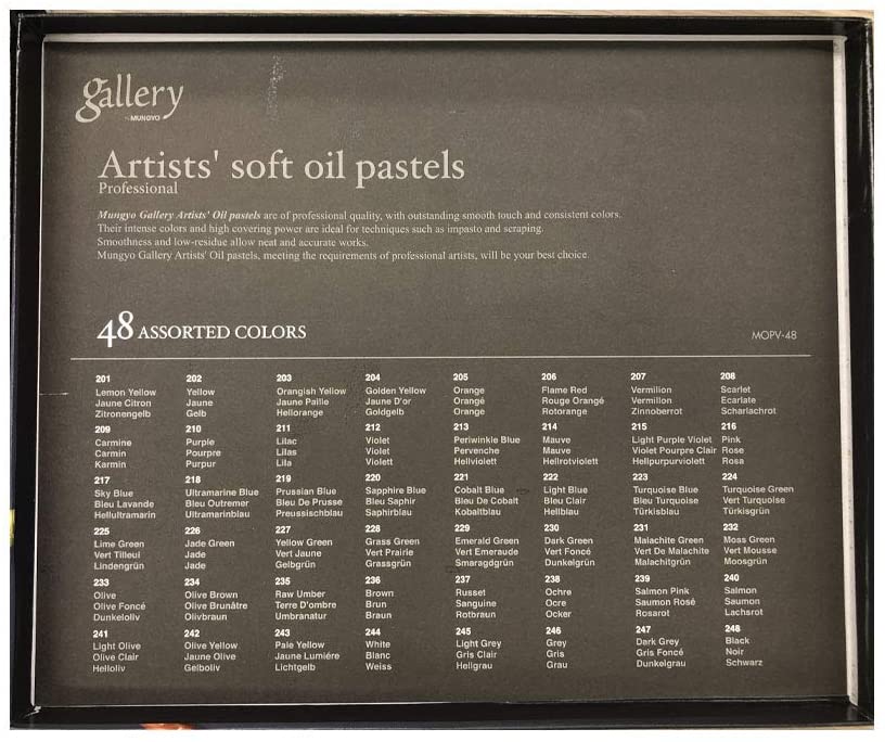 Mungyo Gallery Soft Oil Pastels Set assorted color list