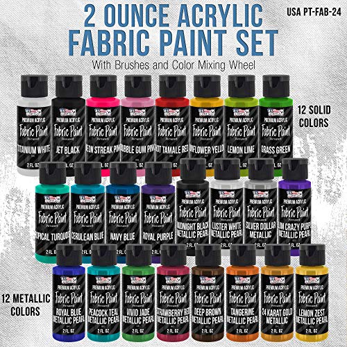 U.S. Art Supply 24 Color Set of Permanent Acrylic Fabric Paints