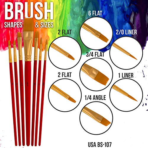 U.S. Art Supply 24 Color Set of Permanent Acrylic Fabric Paints brushes