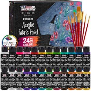 U.S. Art Supply 24 Color Set of Permanent Acrylic Fabric Paints kit