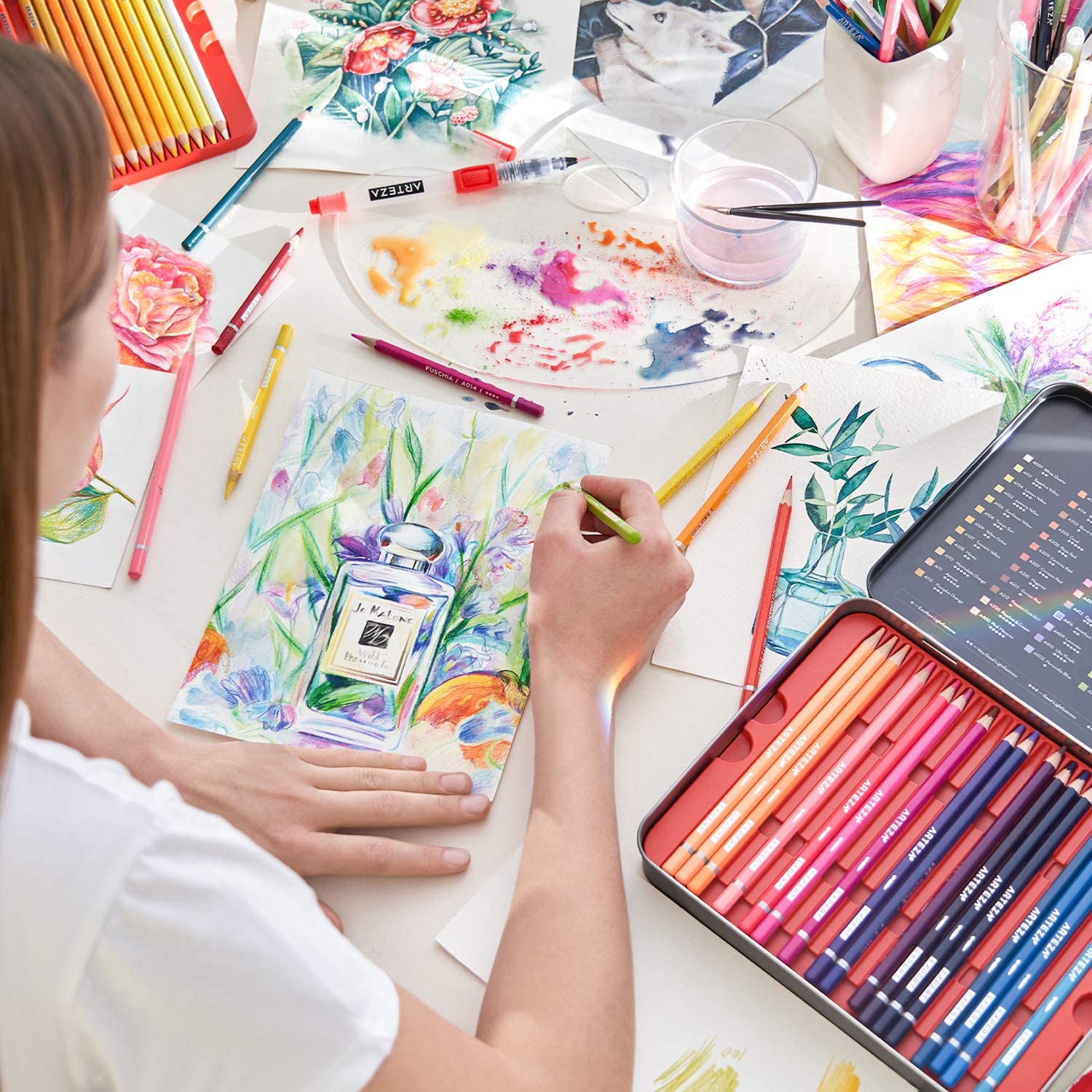 Arteza Professional Watercolour Pencils on desk