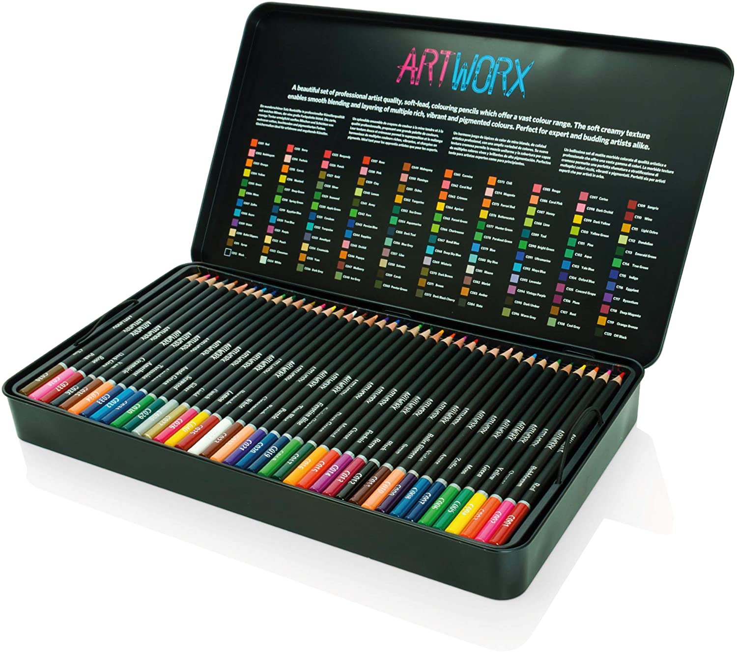 Artworx Premium Artists Colouring Art Pencils open case