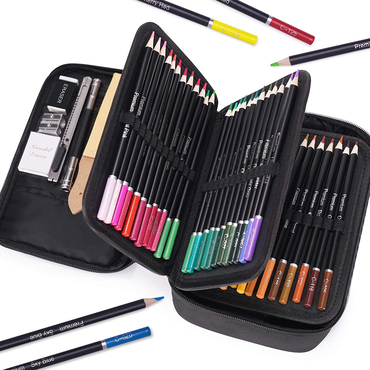 Cool Bank 72 Colored Pencils open case