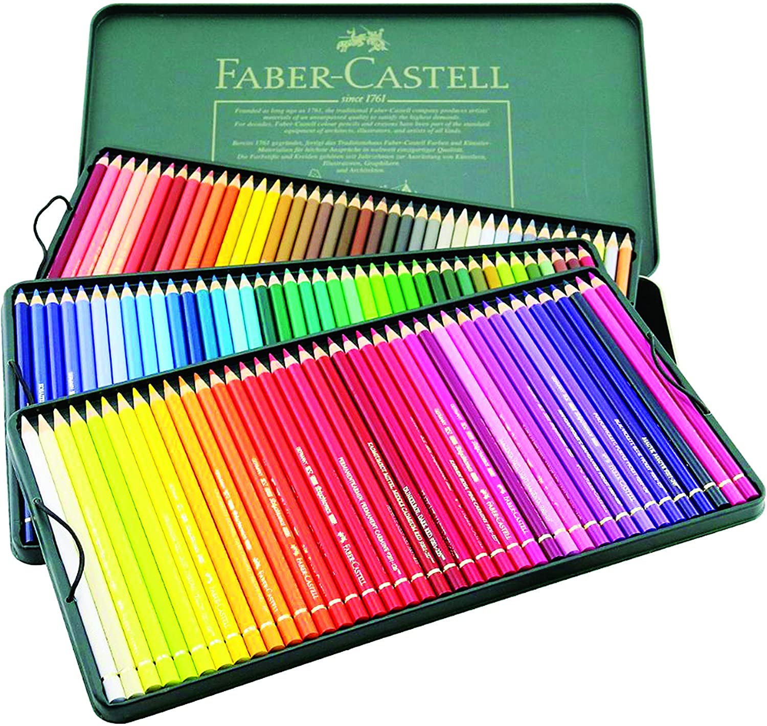 Faber-Castell Polychromos Artist Colored Pencils Set case open close up