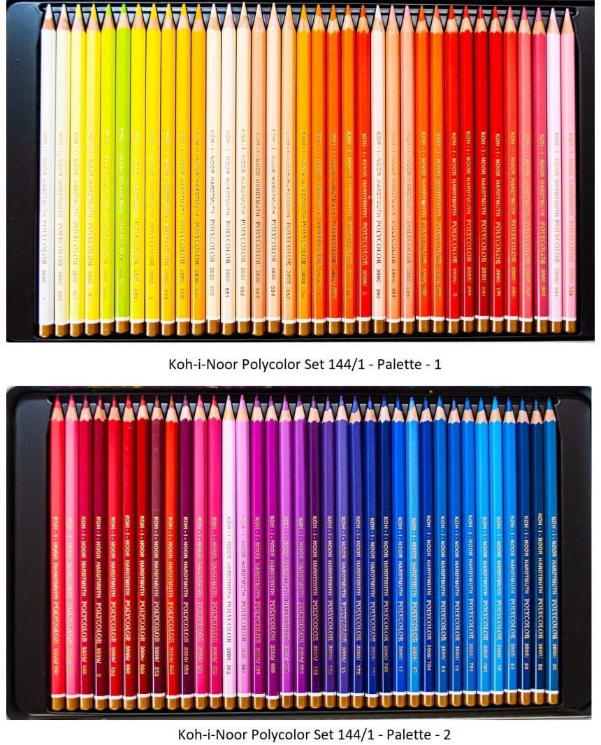 KOHINOOR set of 144 artists´ coloured pencils close up