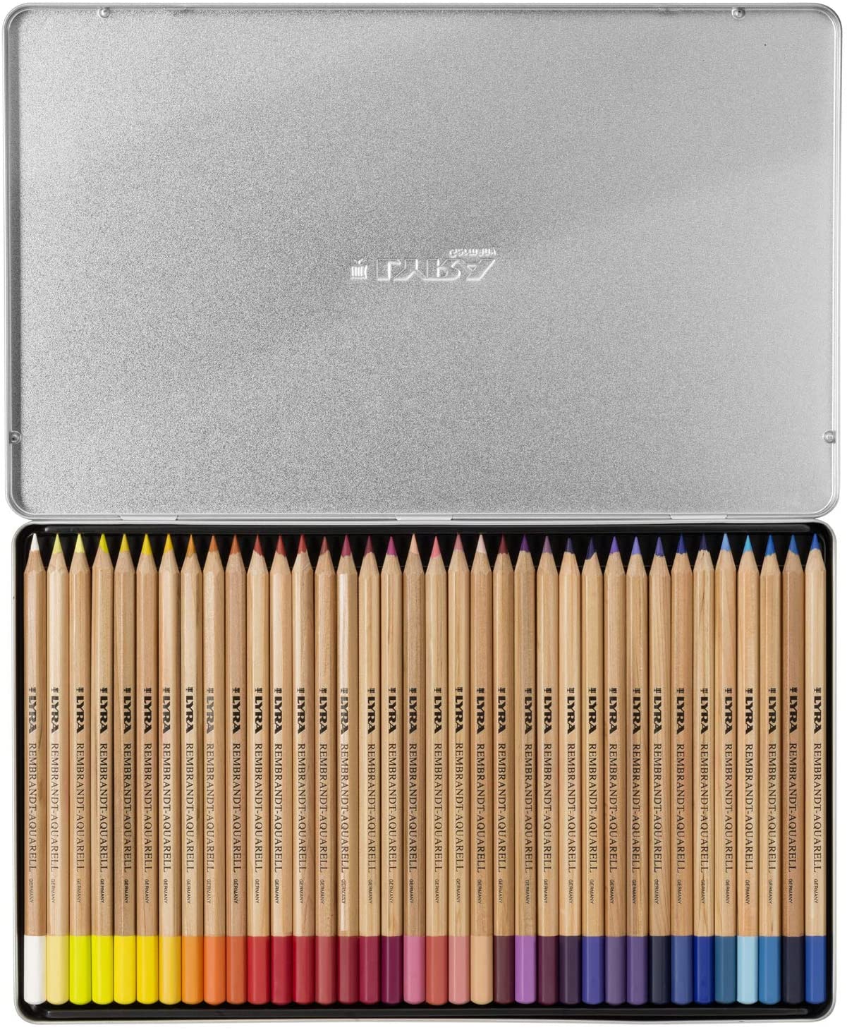 LYRA Rembrandt Aquarell Artists' Colored Pencils steel case opened