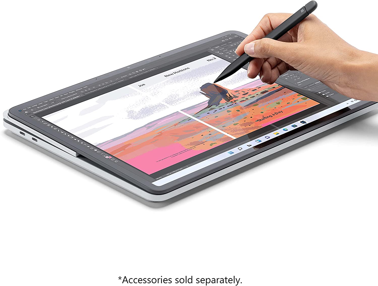 Microsoft Surface Laptop Studio in use as sketch pad