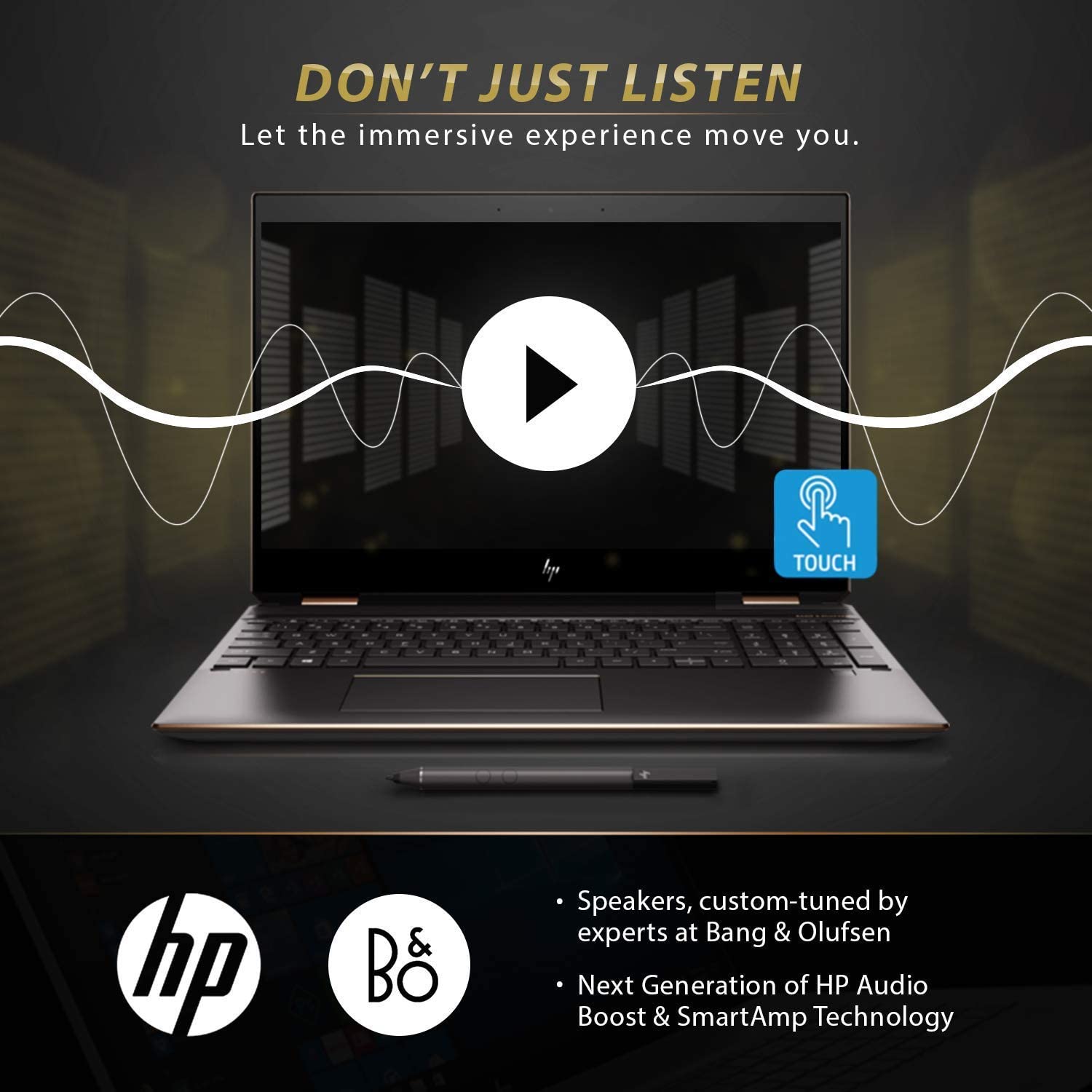Newest HP Spectre x360 15t Touch AMOLED audio features