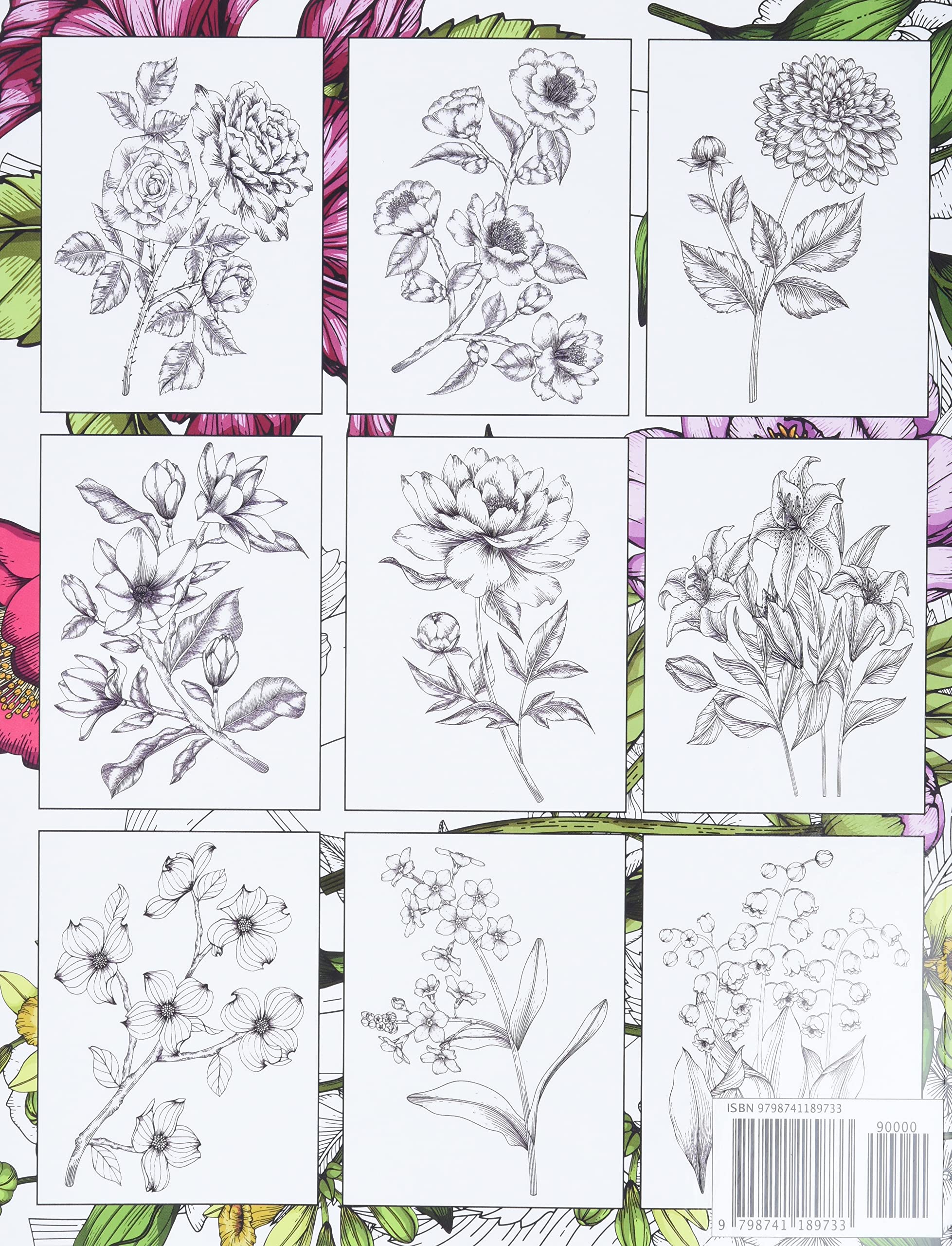 Bloom Adult Coloring Book sample page