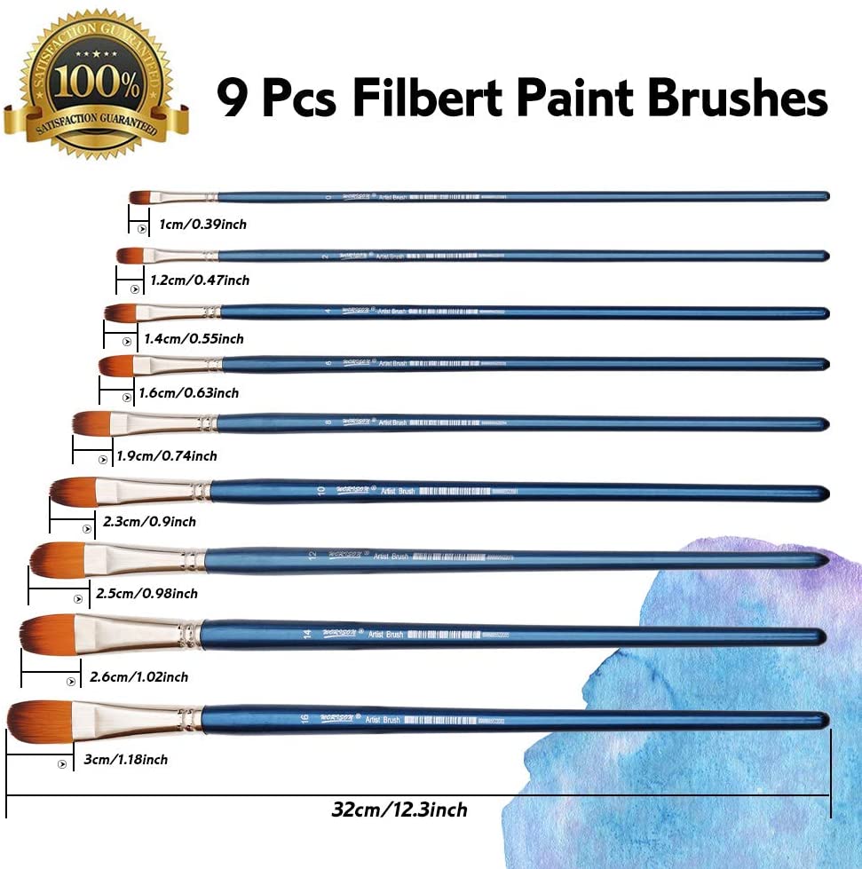 Dainayw Filbert Paint Brushes Set types