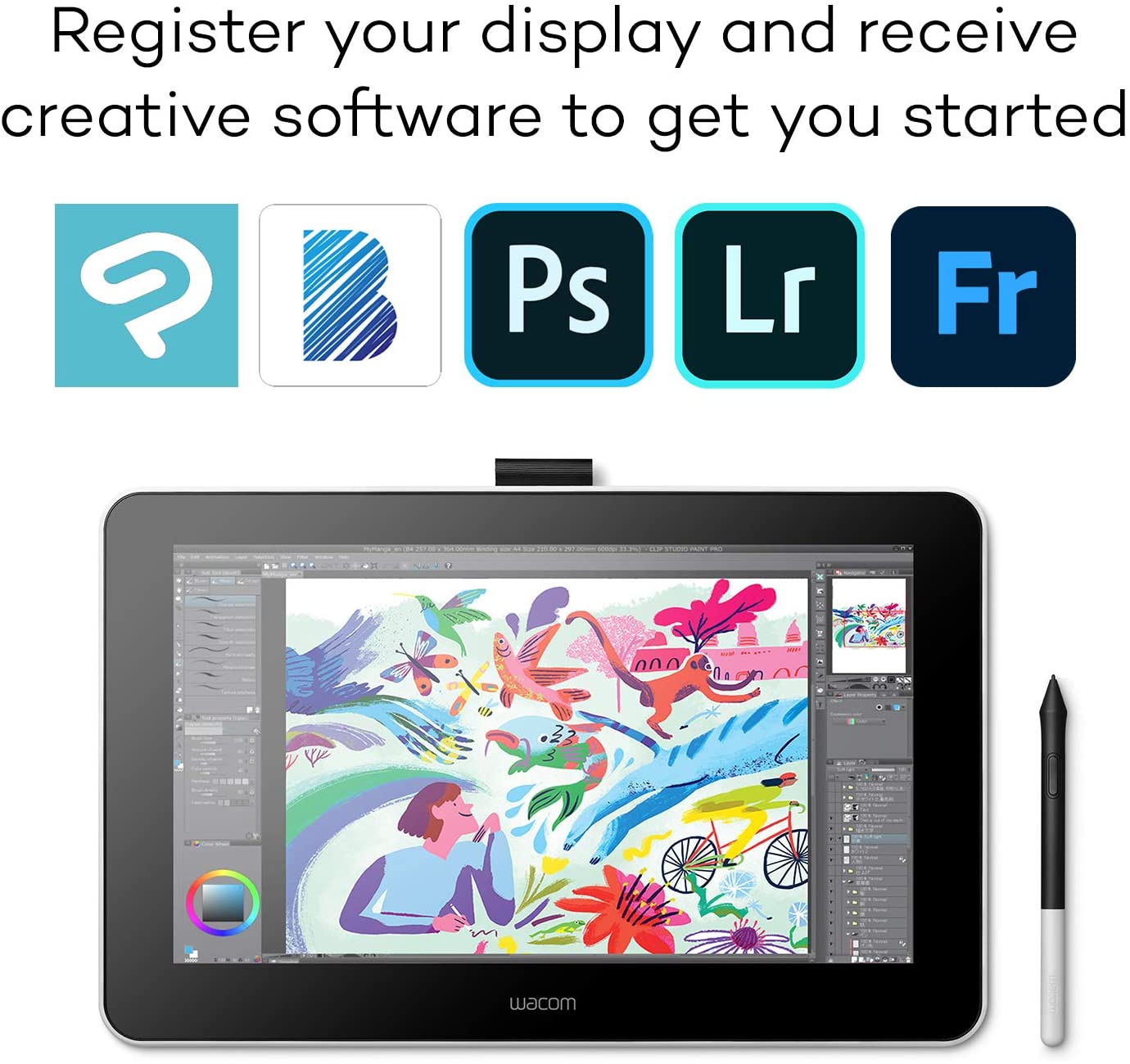 Wacom DTC133W0A One Digital Drawing Tablet with Screen apps