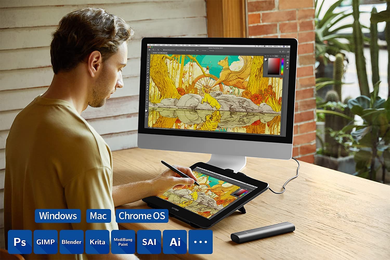 XP-PEN Artist Pro 16TP 4K Drawing Tablet with Screen in use