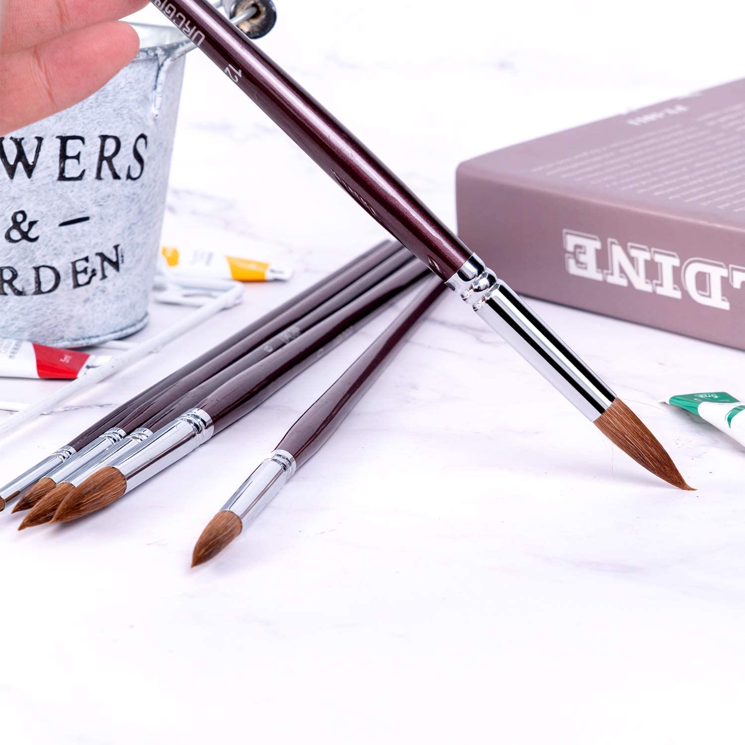 Artist Watercolor Paint Brushes on desk