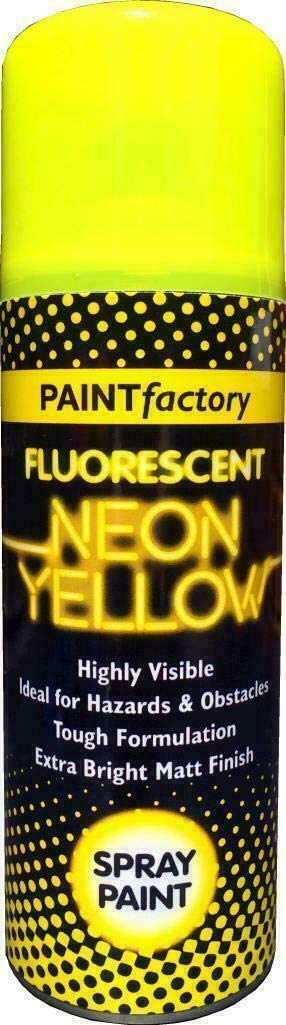Fluorescent Bright Neon Spray Paint Aerosol DIY Matt Hi-Vis Safety 200ML yellow