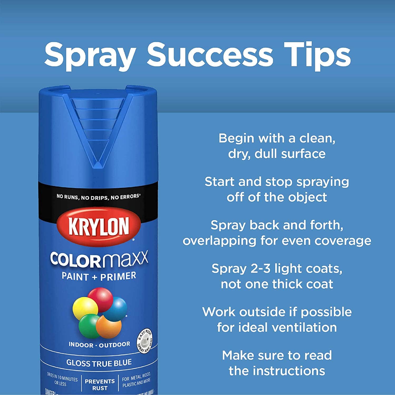 Krylon K05588007 COLORmaxx Spray Paint and Primer tips