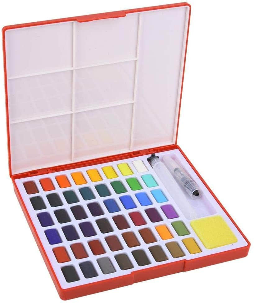 04) Multi Color Solid Watercolor Paint Box and Brush Paint Set main image