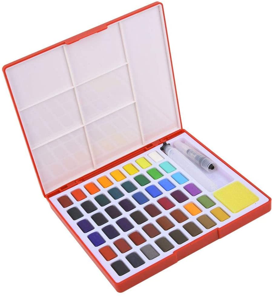 04) Multi Color Solid Watercolor Paint Box and Brush Paint Set