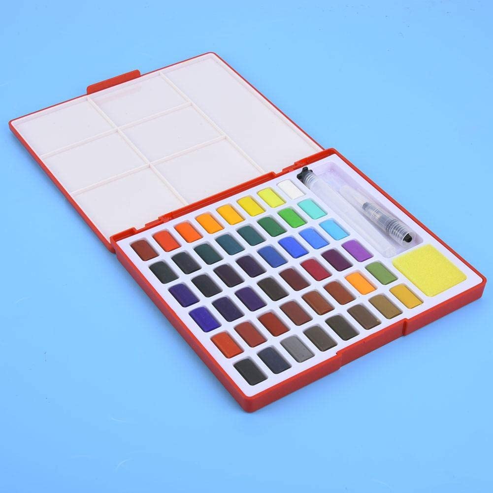 04) Multi Color Solid Watercolor Paint Box and Brush Paint Set flat