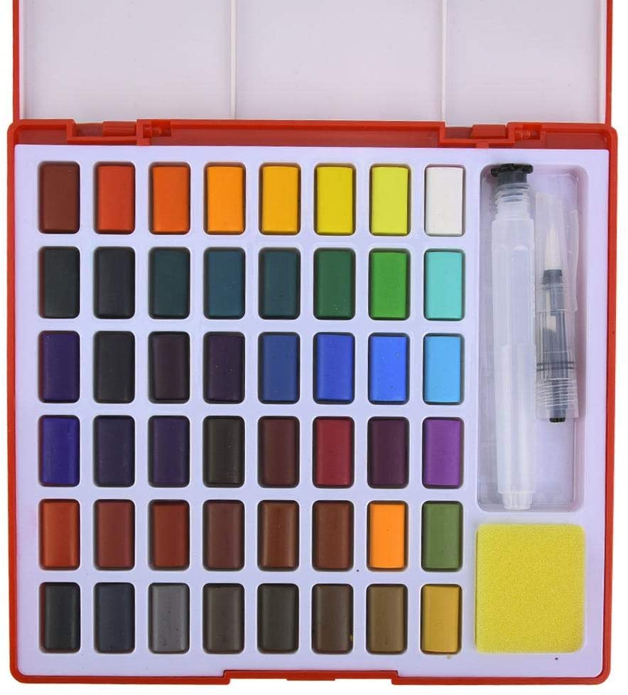 04) Multi Color Solid Watercolor Paint Box and Brush Paint Set shades