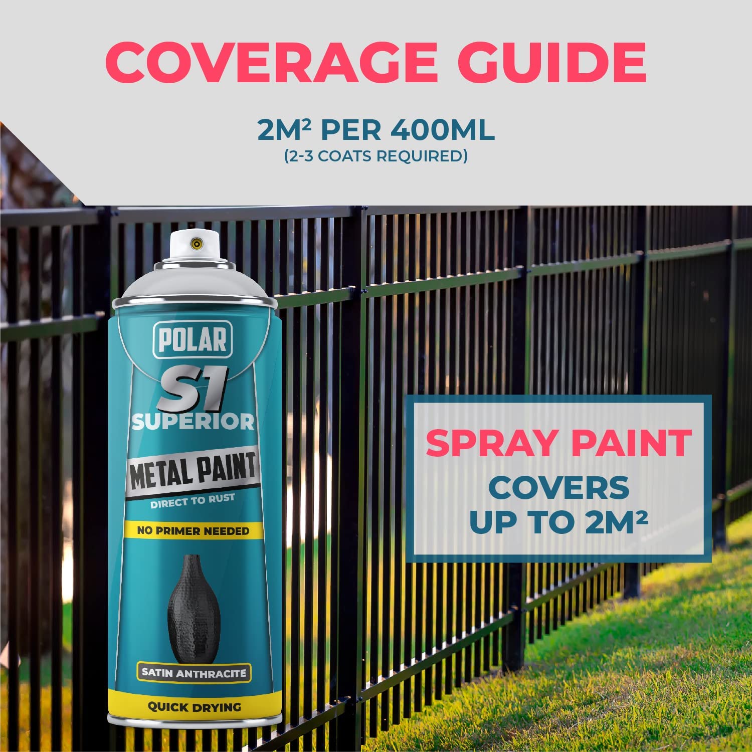 Polar Direct to Rust Satin Black Metal Spray Paint - 2 x 400ml (also available in alternative colours) guide