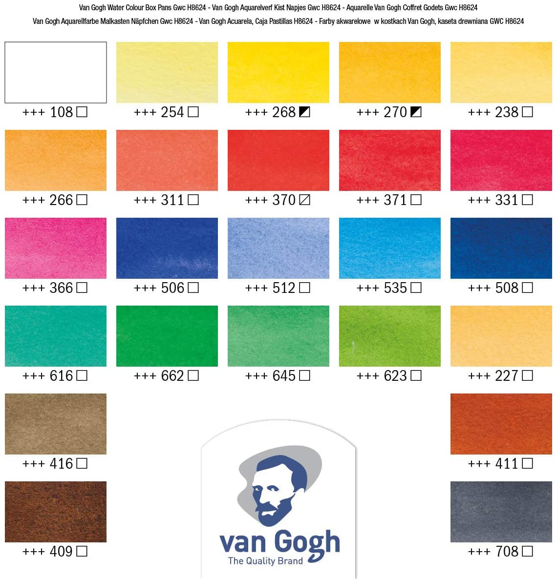 Van Gogh Watercolor Paint Set shades