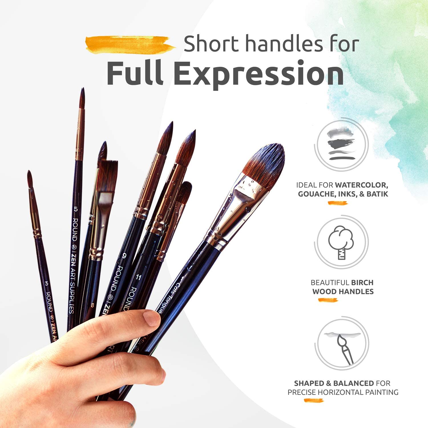 ZenART Watercolour Paint Brush Set features