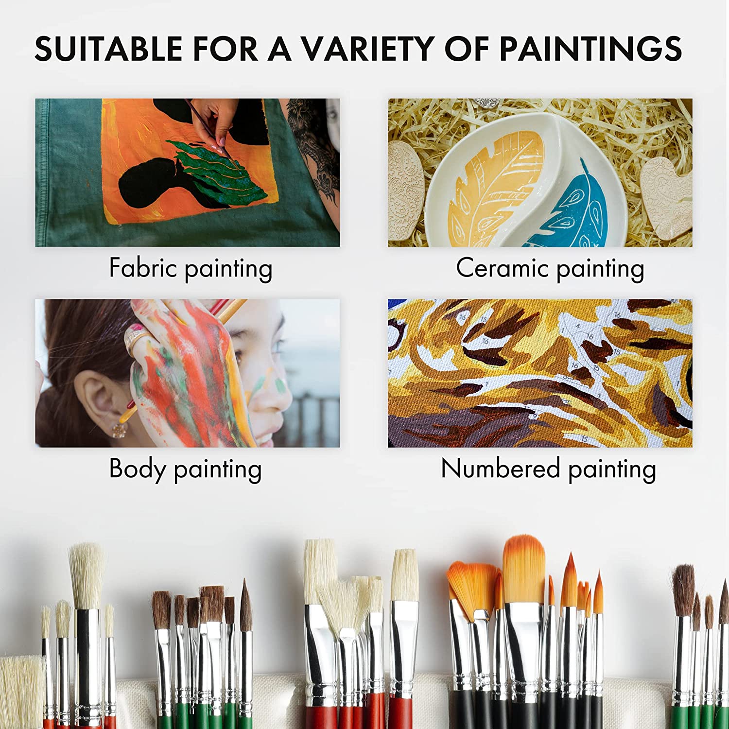 Artify Expert Paint Brushes Art Set for Acrylic Oil Watercolour Gouache features