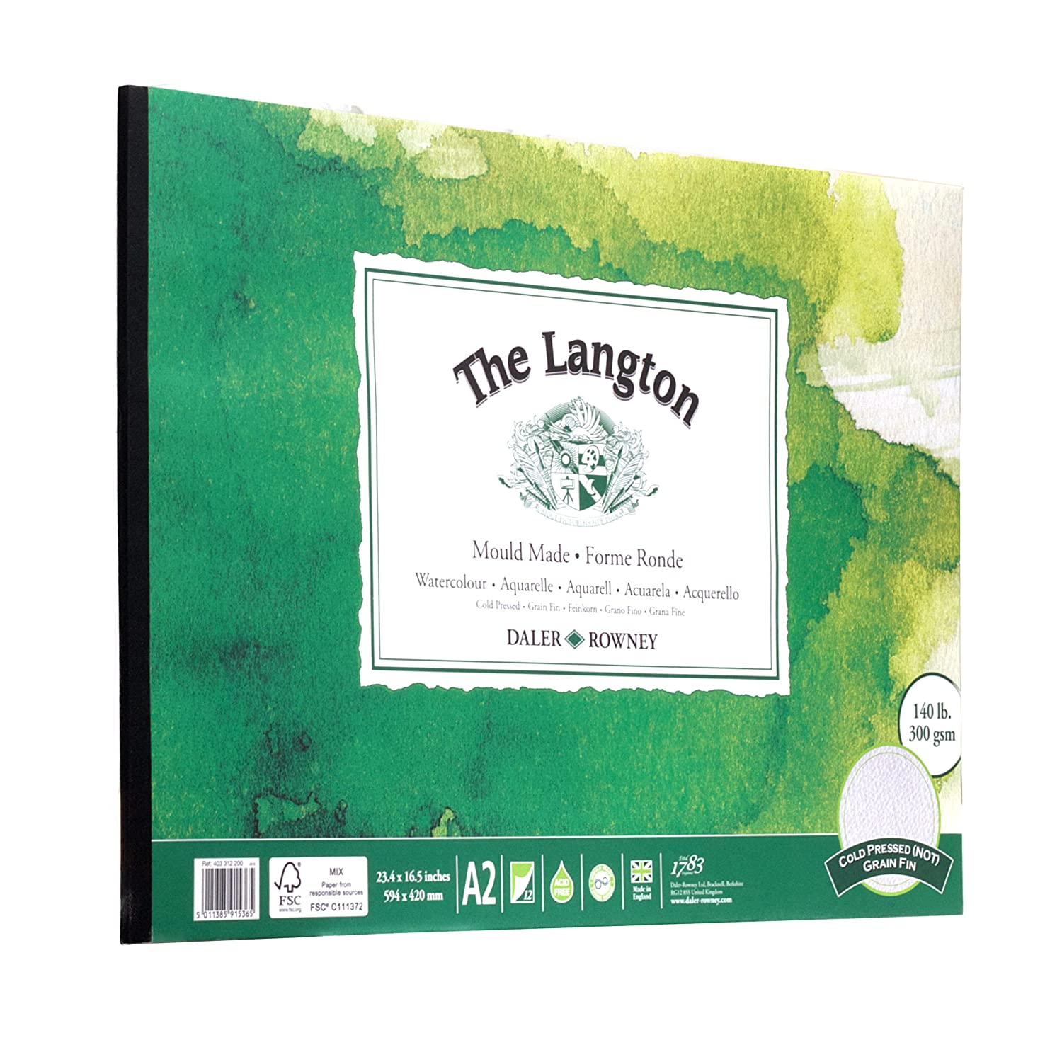 Daler-Rowney - The Langton Cold-Pressed 300gsm A2 Watercolour Paper Pad side