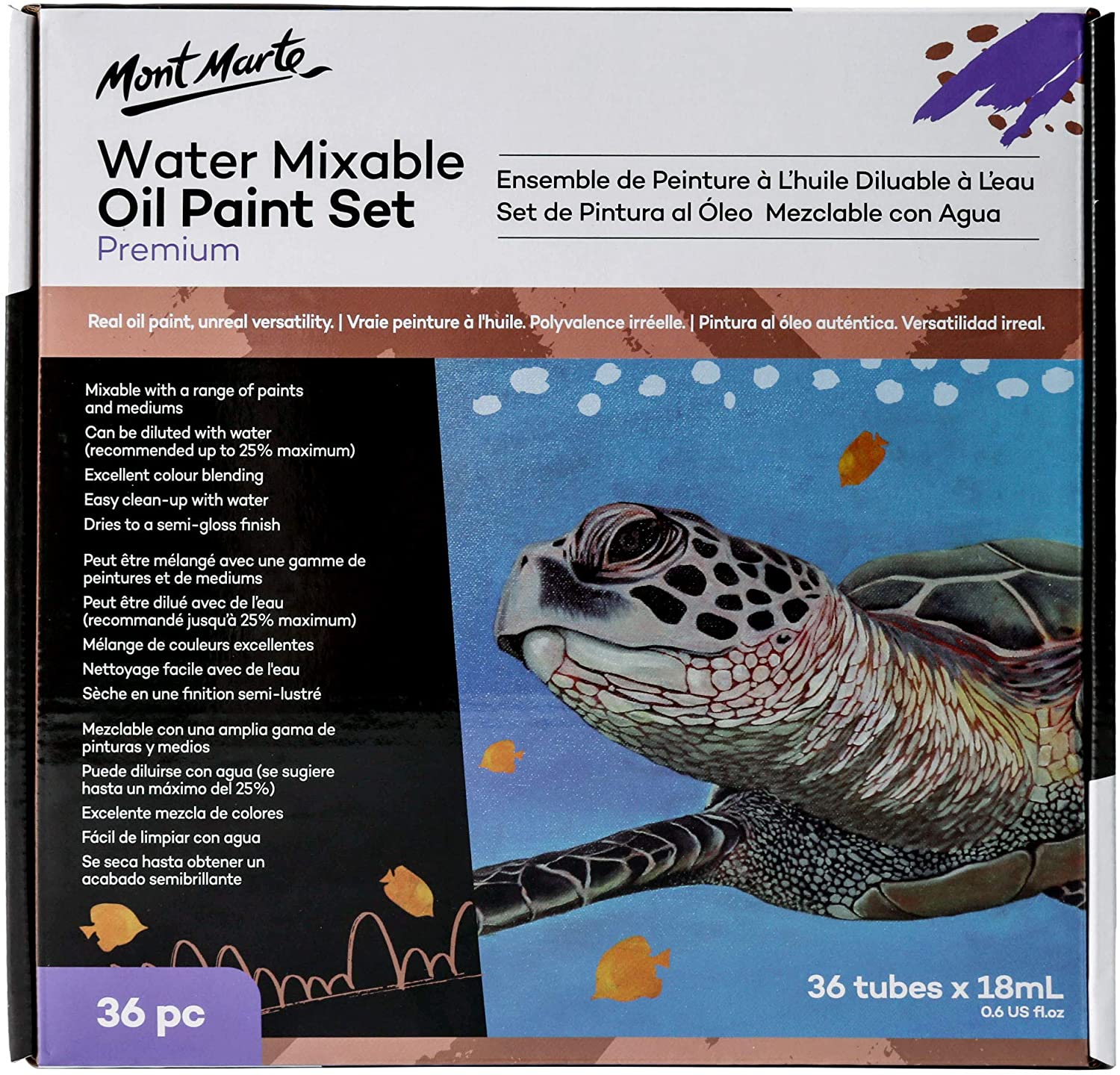 Mont Marte H2O Water Mixable Oil Paint Set back