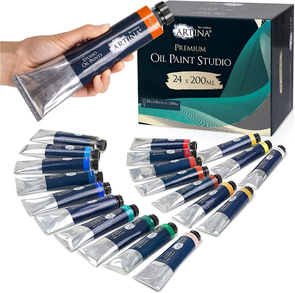 Artina 24x200 ml Oil Paint Set Studio – Professional Oil Paint Watermixable for Artists main image