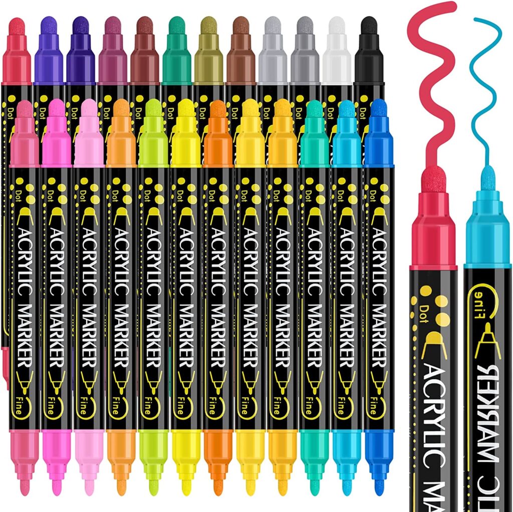 Betem 24 Colors Dual Tip Acrylic Paint Pens Markers main image