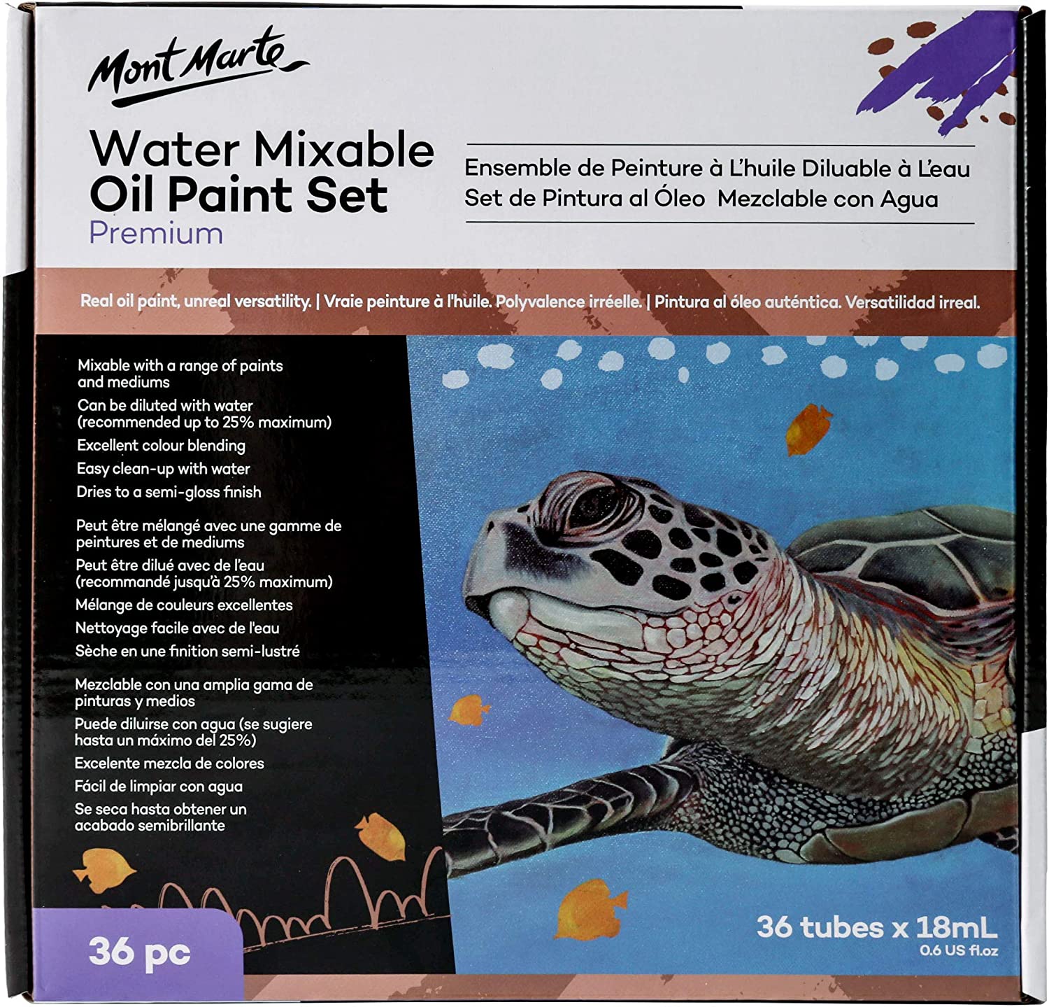 Mont Marte Premium H2O Water Mixable Oil Paint Set back