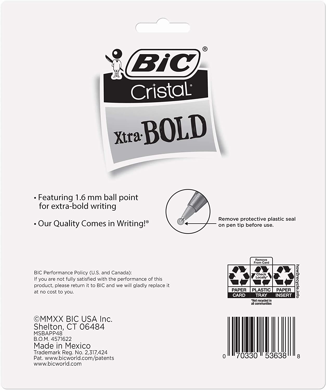 BIC Cristal Xtra Bold Fashion Ballpoint Pens back