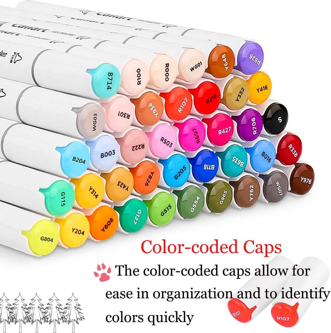 Caliart 40 Colors Dual Tip Art Markers features
