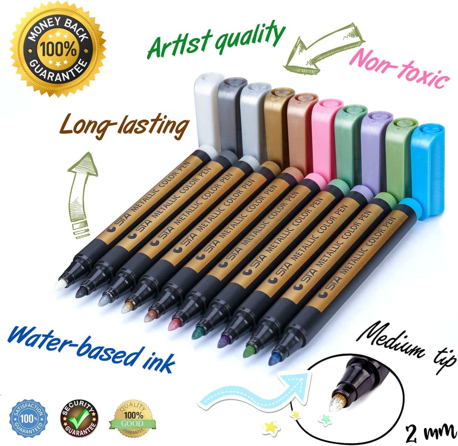 MUJINHUA Metallic Marker Pens features