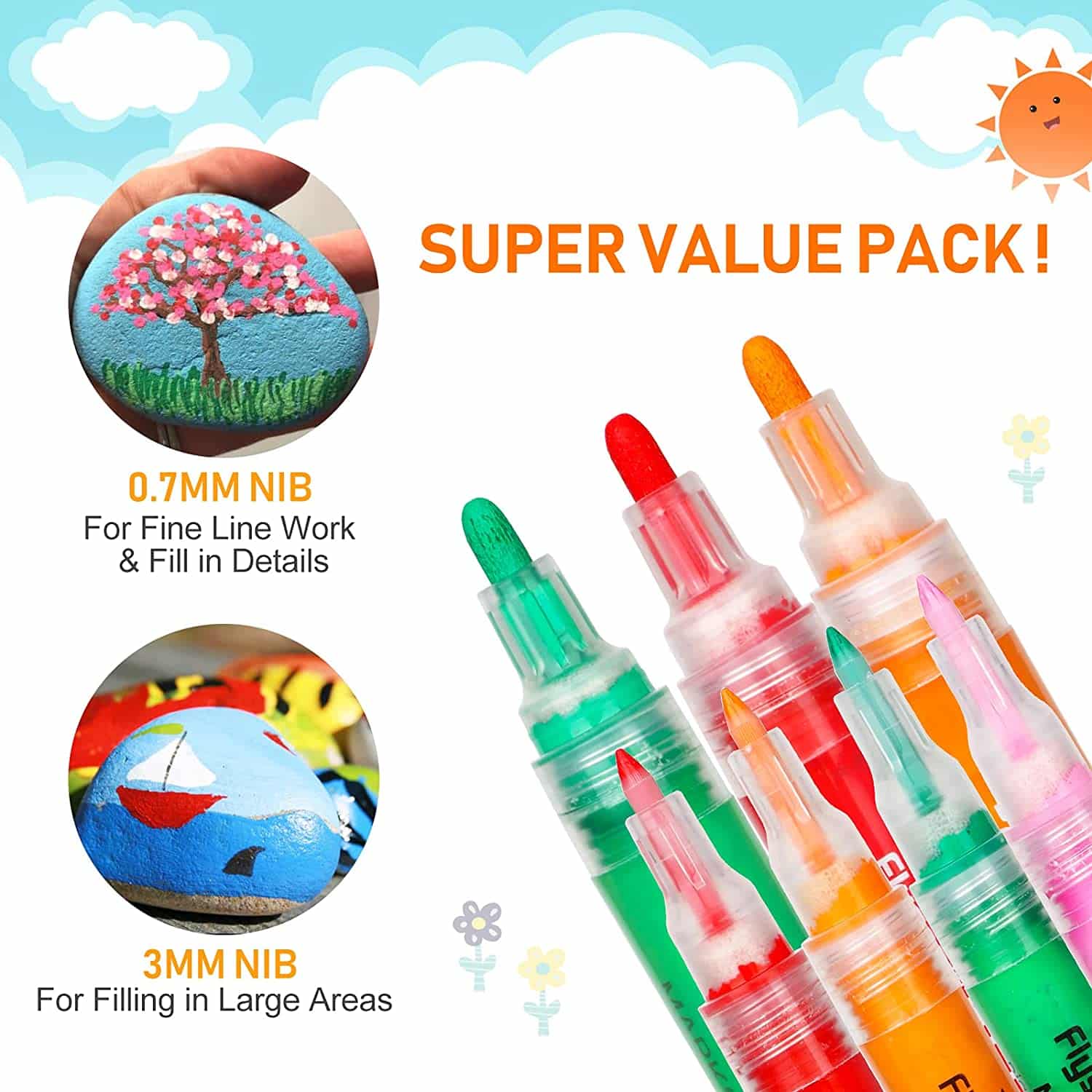 Nawod 35 Premium Acrylic Paint Marker Pens value pack