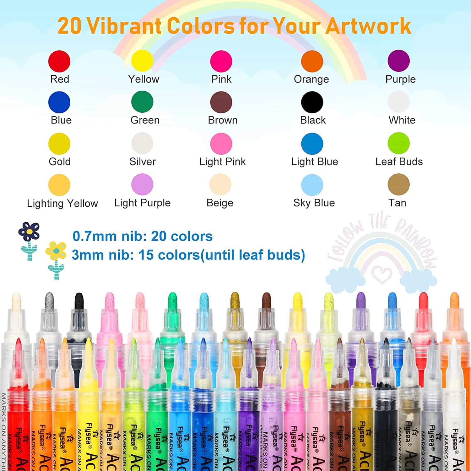 Nawod 35 Premium Acrylic Paint Marker Pens shades