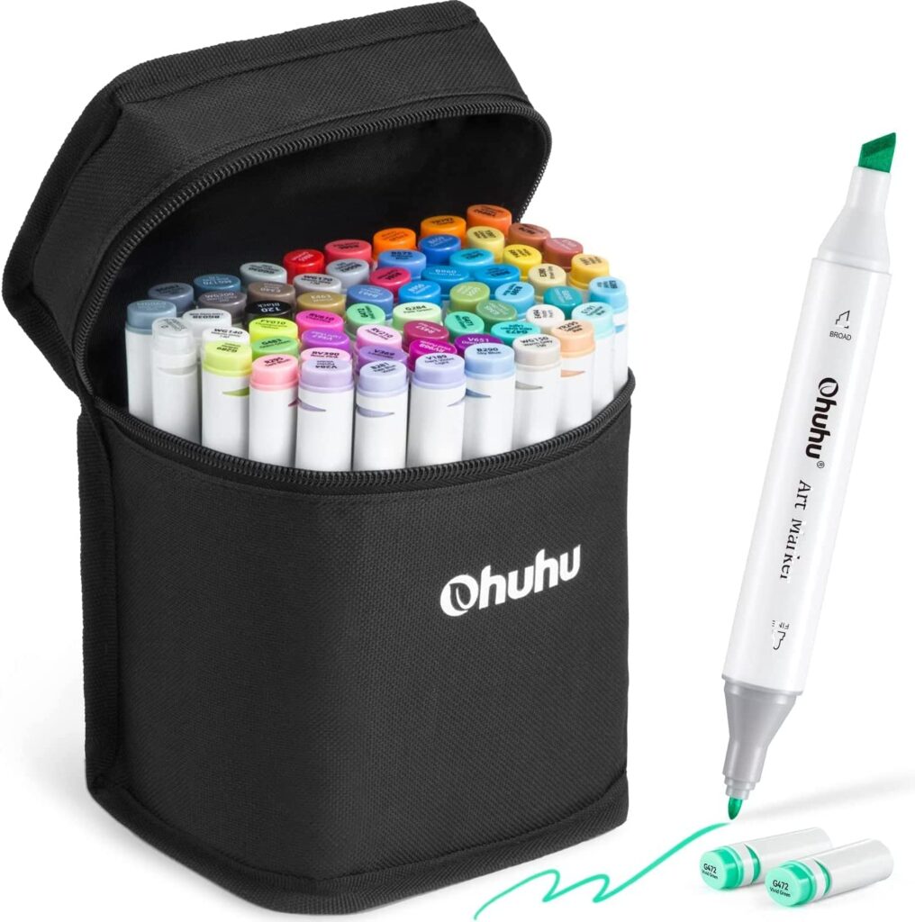 Ohuhu 60 Colours Dual Tips Permanent Marker Pens main image