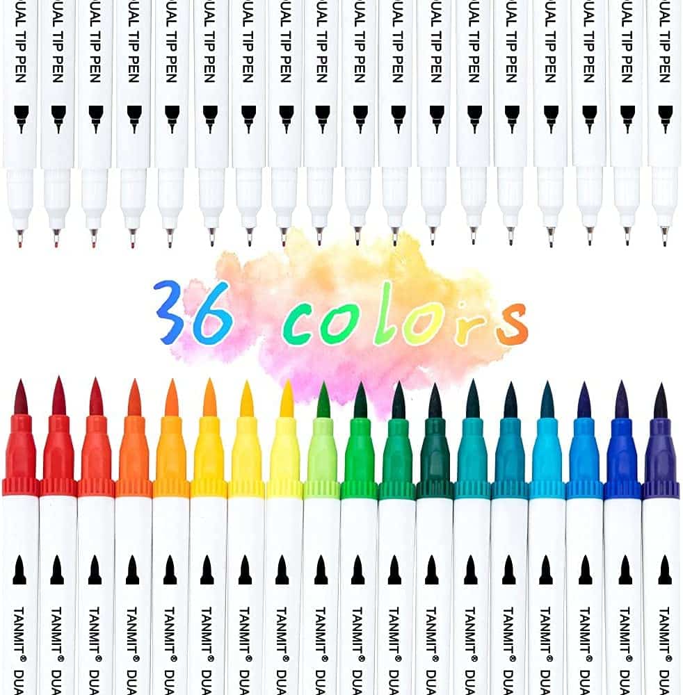 Tanmit Dual Tip Brush Marker Pens colors