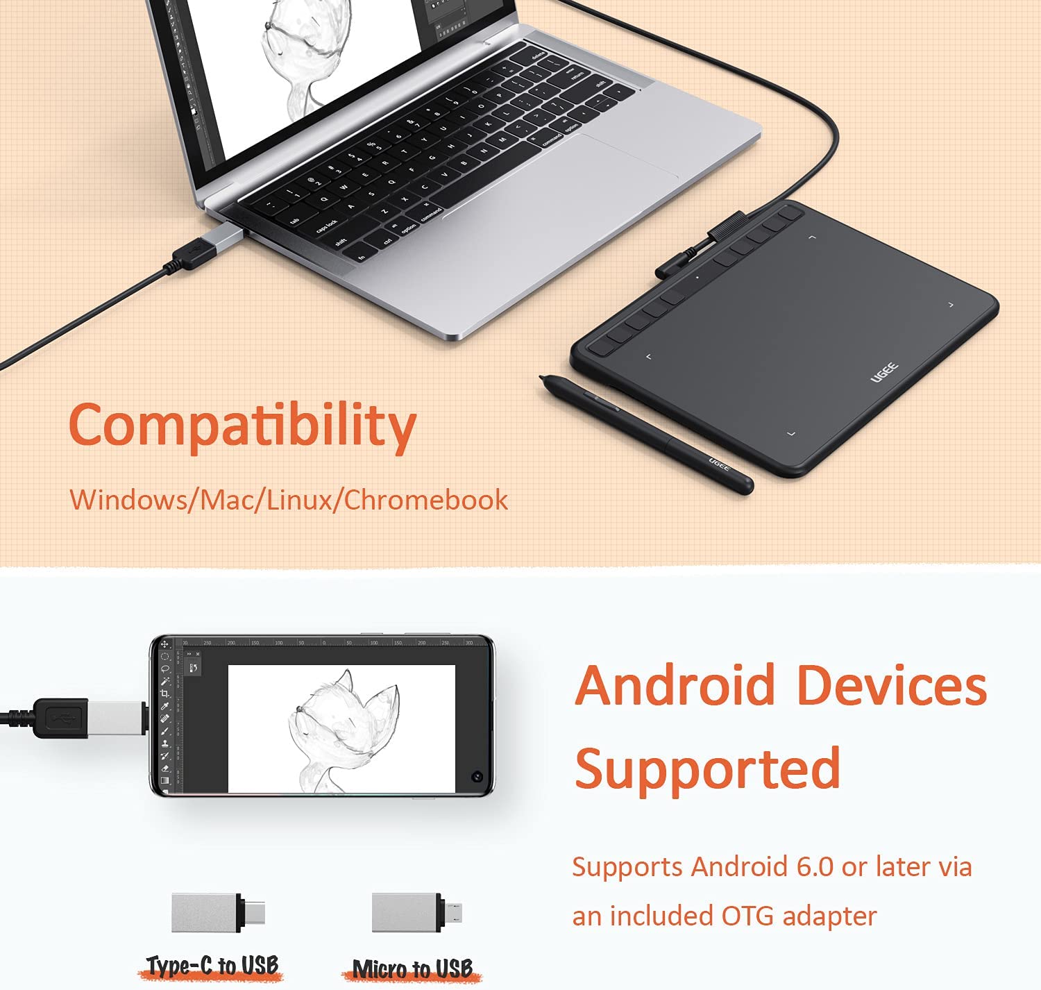 Ugee Pen Tablet S640/S640W/S1060/S1060W compatibility